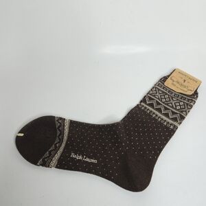 NWT Ralph Lauren Men's Socks Brown And Cream Pattern Size 9-11